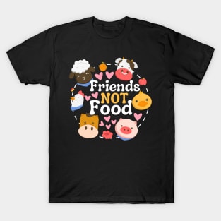 Friends Not Food Cute Farm Animals Funny Vegan Vegetarian T-Shirt